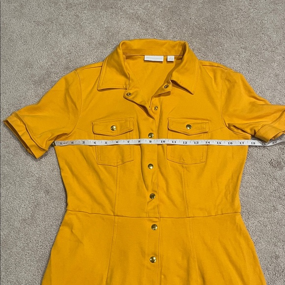 New York & Company Mustard Button-Up Mini Dress - Picture 4 of 6